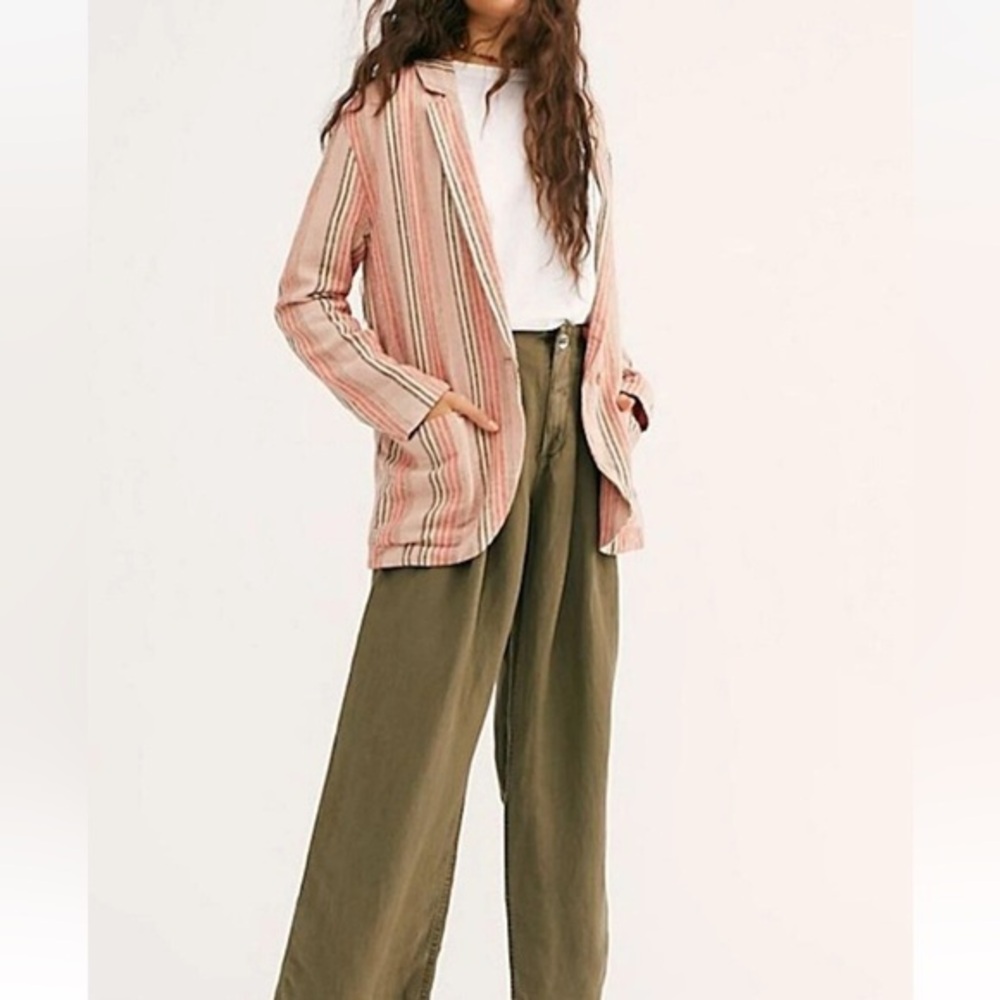 Free People Simply Striped Multicolor Striped Oversized Slouchy blazer Small